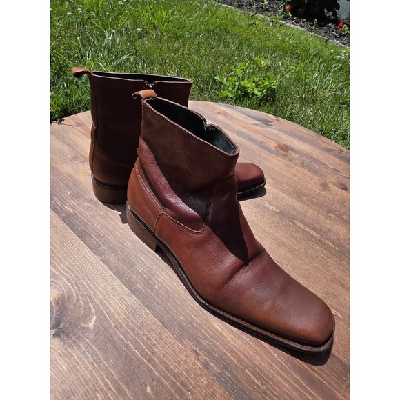 Kenneth Cole Men\'s Brown Leather Ankle Boots Size 12 Made in Italy Zip Up main image 8